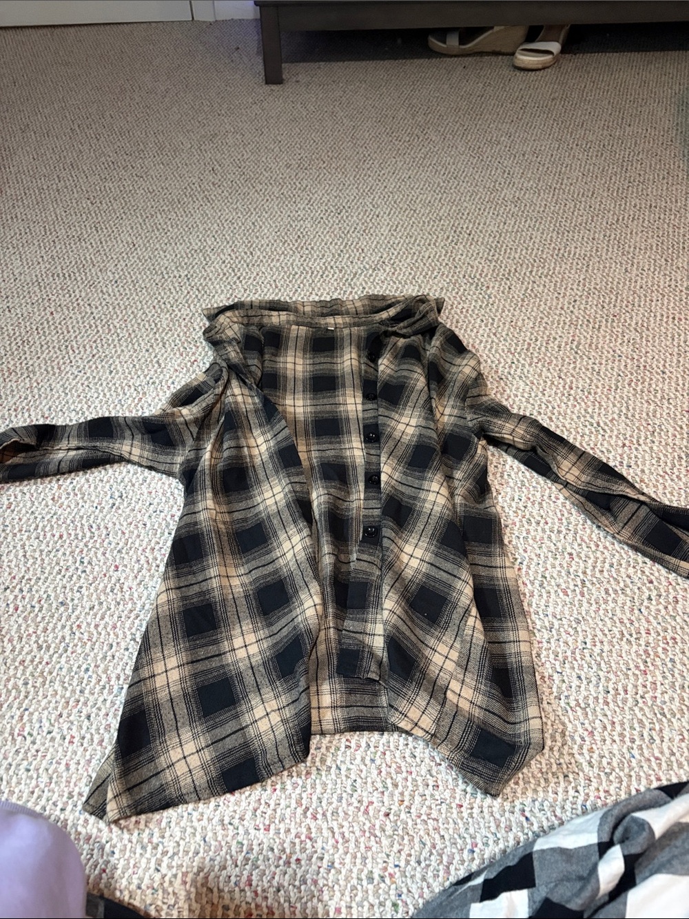 Women’s Black and Cream Plaid Button-Up Jacket